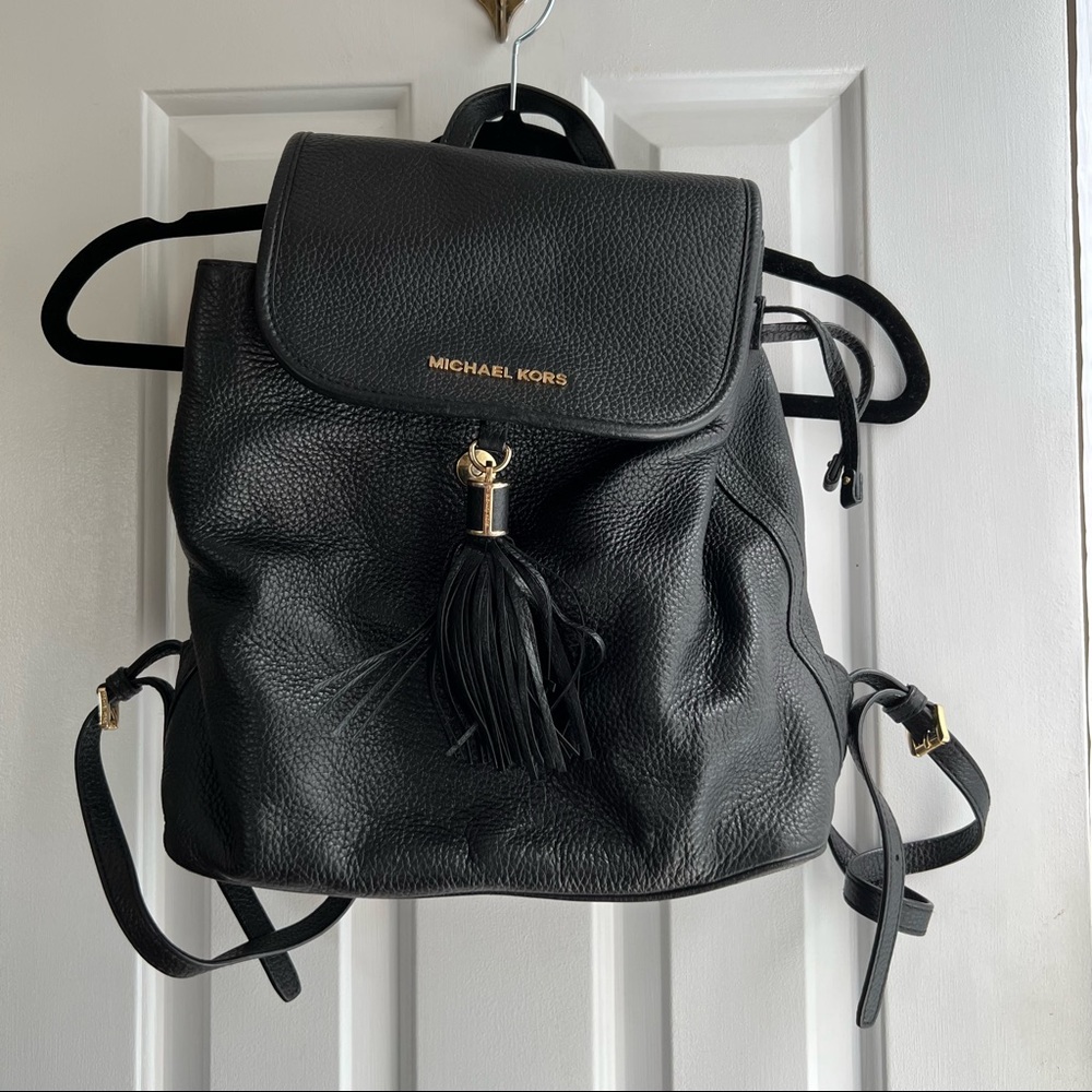 Michael Kors Black Pebbled Leather Backpack - Picture 5 of 6